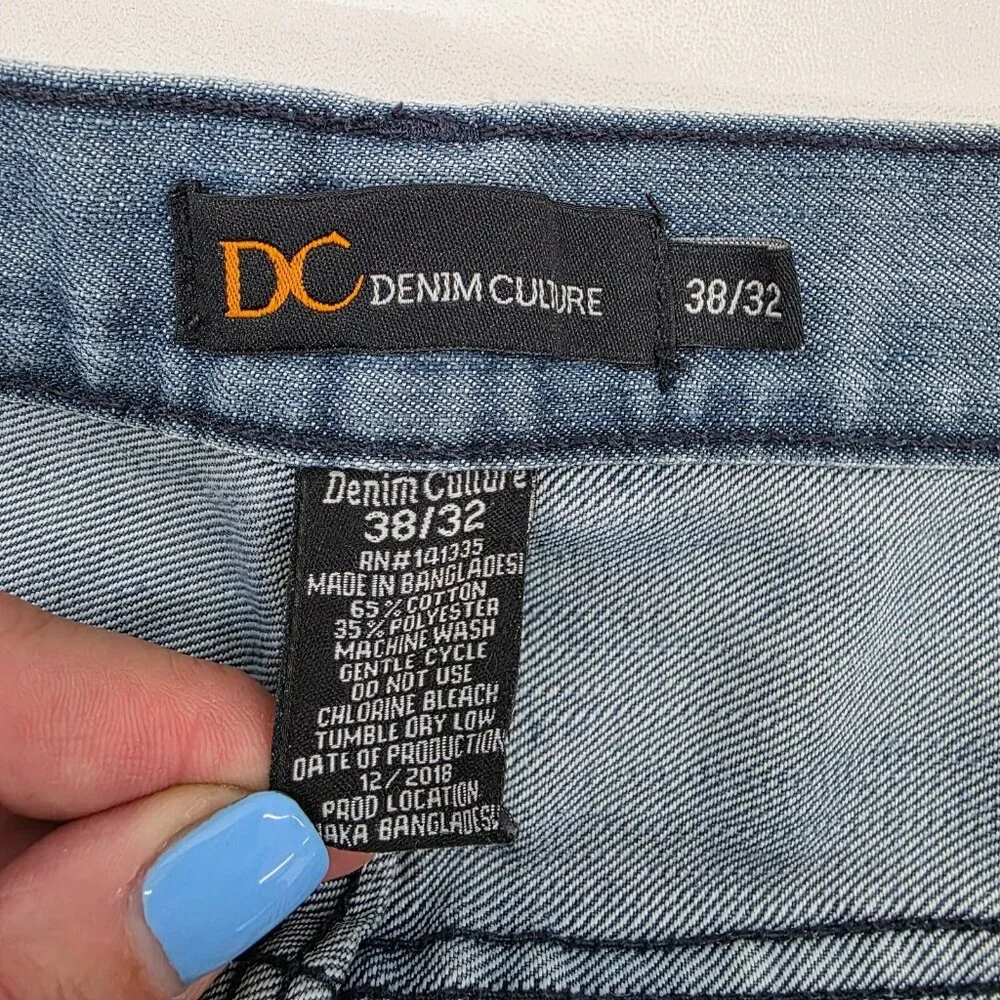 Denim Culture Jeans Mens 38x32 Relaxed Fit Straight Leg Medium Wash‎ 5-Pocket